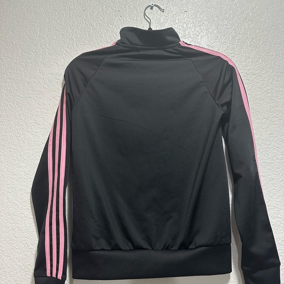 Adidas Women's Black Bomber Jacket with Pink Accents - Picture 7 of 9